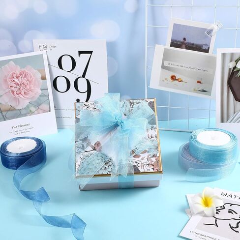 6 Rolls Organza Ribbon Sheer Chiffon Ribbon Bulk for Gift Wrapping Decorating Valentine‘s Day Wedding Birthday Bouquet Garland(25 Yard Each Roll,Dusty Rose) in Saudi Arabia