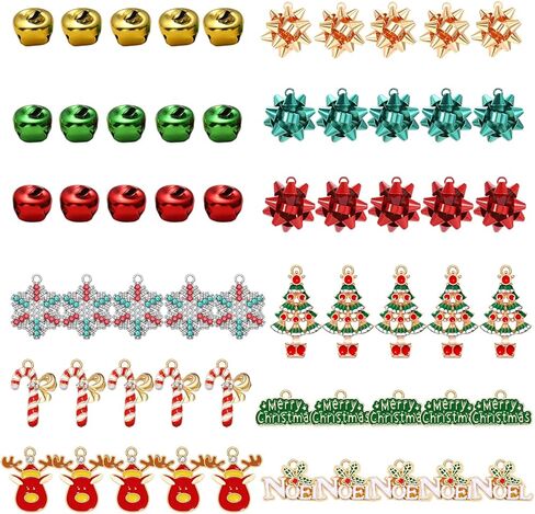 خرز الكريسماس لصنع المجوهرات على شكل ندفة ثلج لطيفة وشجرة عيد الميلاد والرنة وقصب الحلوى لعطلة اكس ماس والاقراط والاساور والمجوهرات in Kuwait