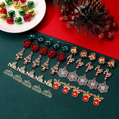 خرز الكريسماس لصنع المجوهرات على شكل ندفة ثلج لطيفة وشجرة عيد الميلاد والرنة وقصب الحلوى لعطلة اكس ماس والاقراط والاساور والمجوهرات in Kuwait