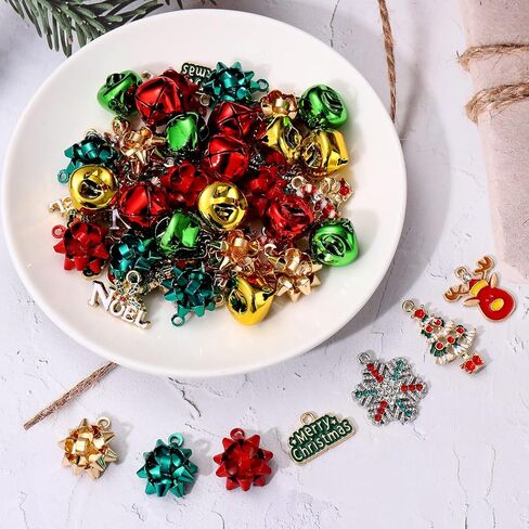 خرز الكريسماس لصنع المجوهرات على شكل ندفة ثلج لطيفة وشجرة عيد الميلاد والرنة وقصب الحلوى لعطلة اكس ماس والاقراط والاساور والمجوهرات in Kuwait