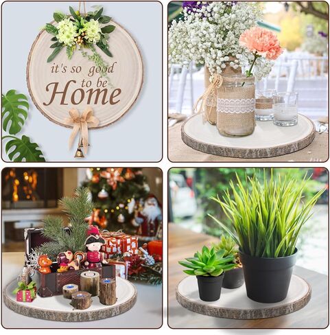 شرائح خشبية كبيرة 12-13 بوصة 6 قطع خشبية دائرية للقطع المركزية 12-13 بوصة أقراص خشبية مستديرة شرائح خشبية غير مكتملة للقطع المركزية/الحرف اليدوية/الديكور/زينة عيد الميلاد in Kuwait