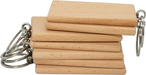 فراغات نقش خشبية مستطيلة كبيرة، فراغات خشبية فارغة، علامة مفاتيح خشبية مع سلسلة مفاتيح حوالي 3.3 * 2.1 بوصة (10 عبوات) in Kuwait