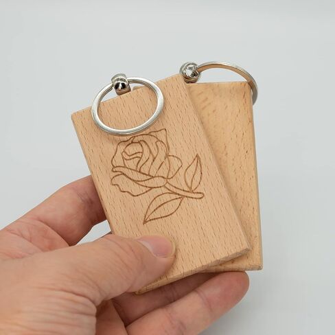 فراغات نقش خشبية مستطيلة كبيرة، فراغات خشبية فارغة، علامة مفاتيح خشبية مع سلسلة مفاتيح حوالي 3.3 * 2.1 بوصة (10 عبوات) in Kuwait