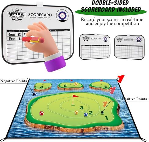 Losbenco Golf Chipping Game Mat, Casual Golf Game Set with 20 Golf Balls, Over 6 FT Golf Hitting Game Mat, Mini Golf Practice Mat for Adults Kids Family Outdoor Indoor Backyard Play in Kuwait