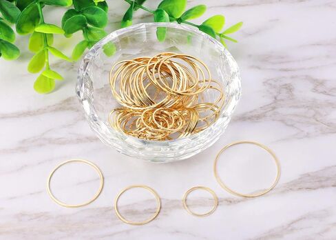 Shapenty 4 Sizes 15mm 20mm 25mm 30mm Brass Hollow Circle Pendant Charm Links Open Bezel Frames Connectors Round Beading Hoop Earrings for Necklace Bracelet Jewelry Making Resin Craft, 48PCS in Saudi Arabia