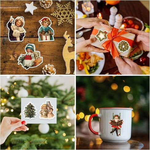 100 Pcs Christmas Stickers Non-Repeating Retro Santa Claus Stickers Christmas Decoration,Waterproof Holiday Stickers for Scrapbook,Cards,Junk Journals, Laptop,Water Bottles (Santa 100 Pcs) in Kuwait