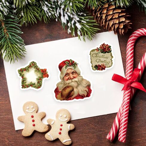100 Pcs Christmas Stickers Non-Repeating Retro Santa Claus Stickers Christmas Decoration,Waterproof Holiday Stickers for Scrapbook,Cards,Junk Journals, Laptop,Water Bottles (Santa 100 Pcs) in Kuwait