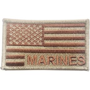 Officially Licensed United States Marine Corps USMC American Flag Embroidered Patch, Full Color, with Iron-On Adhesive (Green)
