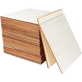 CertBuy 50 Pcs Unfinished Wood Pieces 6 x 6 Inch Square Blank Wood Natural Wooden Squares Cutouts for DIY Crafts, Painting, Staining, Carving, Coasters Making, Christmas, Home Decorations in Kuwait