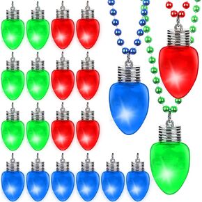 DAVAXI 6 Pcs Light Up Christmas Necklaces LED Christmas Necklace Xmas Glitter Light Bulbs Choker Necklace Christmas Bulb Necklace Light Party Favors Flashing Christmas Accessories Xmas Party Favors in Kuwait
