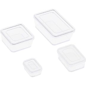 eMagTech 4Pcs Dollhouse Food Storage Box 1/6 1/12 Scale Dollhouse Bento Box Mini Fresh Box Dollhouse Ornament for DIY Making Plastic Transparent