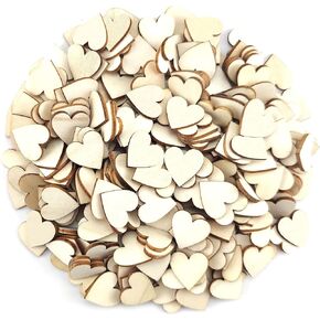 300 Pcs 0.8 Inch Unfinished Wood Heart Slices Blank Natural Wooden Hearts Shapes Ornaments Tags for DIY Wedding Art Crafts Valentine Decorations