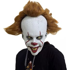 Bygytyo Halloween Scary Cosplay Clown Joker Mask Party Costume Decorations Huanted House Decoration Props Creepy Latex Mask in Kuwait