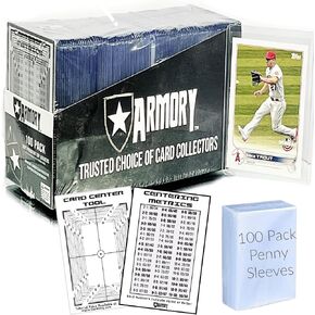 ARMORY 100 حزمة من أدوات التحميل العلوية غير الملحومة لبطاقات التداول القابلة للتحصيل مع طبقة قابلة للتقشير + 100 حزمة من الأكمام الصغيرة + أداة توسيط مجانية للبطاقة! | محمل علوي آمن للأشعة فوق البنفسجية مقاس 3x4 بوصة | توبس بوكيمون MTG Kpop in Kuwait