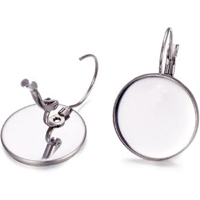 Craftdady 50Pcs Stainless Steel Stud Earring Cabochon Setting Post Cup Bezel Tray Earring Blanks Fit for 20mm