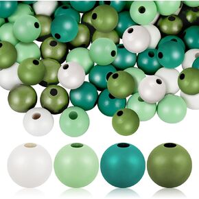 180 Pcs Wooden Bead Colorful Wood Beads for Crafts Round Wooden Bead with Large Hole Loose Spacer Beads for Holiday Decoration DIY Crafts Jewelry Making (Black, Orange, Purple)