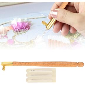 Embroidery Crochet Hooks with 3 Needles, Tambour Hook Embroidery Needle, French Crochet Embroidery Beading Tool Set, Embroidery Beading Needle Tools Sequin Beads(Aluminum French Embroidery Needles)