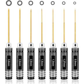 LordHardware RC Car Tool Kit Allen Drivers Wrench Set 0.9 1.27 1.3 1.5 2.0 2.5 3.0mm Titanium for Traxxas Arrma Axial RC FPV Quadcopter Drone Model, 7PCS in Kuwait