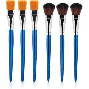 6 PCS Mop Brush for Acrylic Painting 1 Inch Face Paint Brushes with Wooden Handle Oval Blending Brushes for Acrylic Painting, Watercolor, Face Body Art