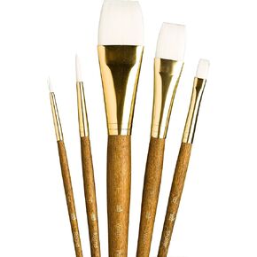 Princeton Art & Brush Princeton Real Value, Series 9100, Paint Brush Sets for Acrylic, Oil & Watercolor Painting, Syn-White Taklon (Rnd 1, 4, Shader 6, Wash 5/8, 1)