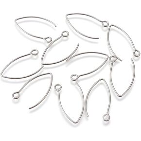 Cheriswelry 10pcs Black V Shape 304 Stainless Steel Earring Hooks French Ear Wire Dangle Earring with Loop 25.5x15x0.8mm Pin: 0.8mm for Women DIY Earring Craft Jewelry Making