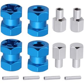 4-Pack HobbyPark 12mm Wheel Hex Drive Hubs Combiner Coupler Aluminum 15mm Offset Extension for 1/10 RC Crawler Car Parts (Black)
