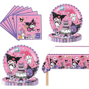 DIGBYS 41Pack Kuromis birthday Party Supplies include 20 plates, 20 napkins 1 Tablecloth for the Kuromis party decoration in Saudi Arabia