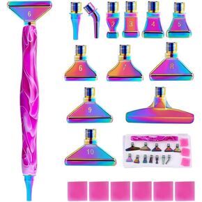Diamond Painting Pen Accessories Tools Set,1PCS Diamond Art Pen and 12Pcs Colorful Metal Screw Thread Multi Placer Tips,Diamond Painting Drill Pens for DIY Diamond Art