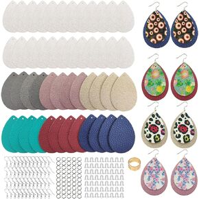SHUANGART 194 Pcs Sublimation Blank Sparkly Glitter Faux Leather Earrings Kit, Blank Vivid Shiny Solid Pattern Earrings with Sublimation Paper for Halloween Christmas DIY Jewelry Making