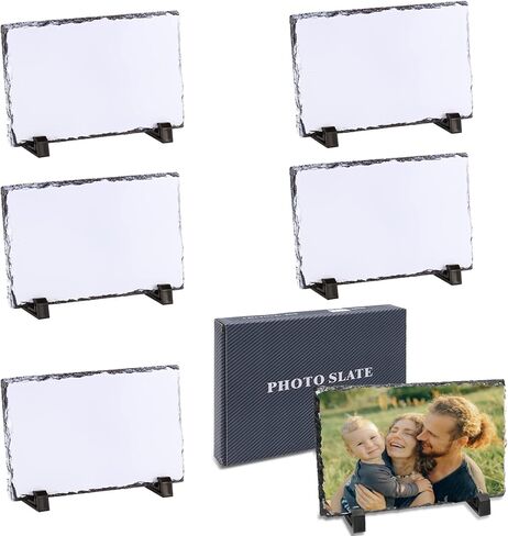 عبوة من 6 قطع من الواح التسامي من لونكويفي، اطار صور من الحجر الصخري غير لامع نقل الحرارة، لوحة صور مخصصة مع حامل عرض، ديكور هدايا يمكنك صنعها بنفسك in Kuwait