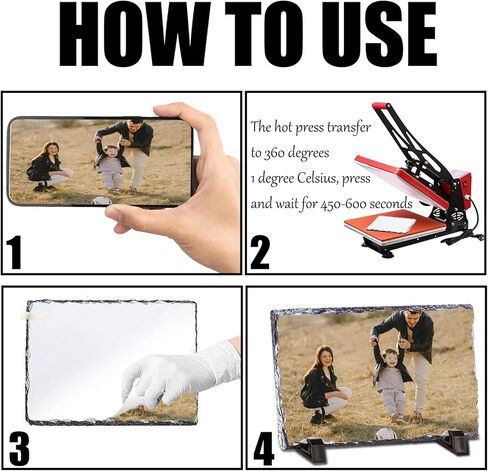 عبوة من 6 قطع من الواح التسامي من لونكويفي، اطار صور من الحجر الصخري غير لامع نقل الحرارة، لوحة صور مخصصة مع حامل عرض، ديكور هدايا يمكنك صنعها بنفسك in Kuwait