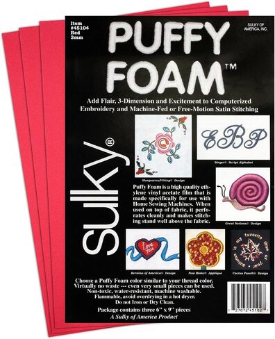 Sulky Of America 3mm Puffy Foam Red, 6" X 9" in Saudi Arabia