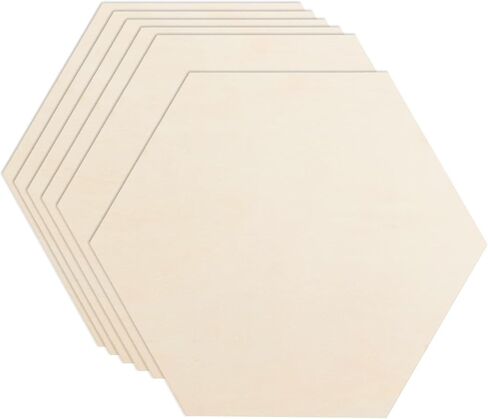 6 Pack Unfinished Wooden Hexagon Cutouts 12 x 10.2 Inch Wooden Hexagon Blanks Slices Natural Wood Hexagon Shape Plaque Board for DIY Crafts Painting Staining Coaster Home Honeycomb Decor in Saudi Arabia