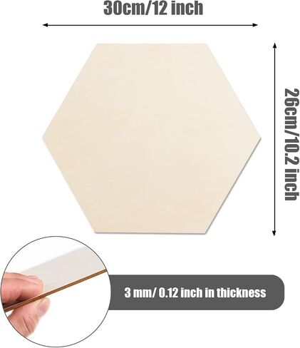 6 Pack Unfinished Wooden Hexagon Cutouts 12 x 10.2 Inch Wooden Hexagon Blanks Slices Natural Wood Hexagon Shape Plaque Board for DIY Crafts Painting Staining Coaster Home Honeycomb Decor in Saudi Arabia