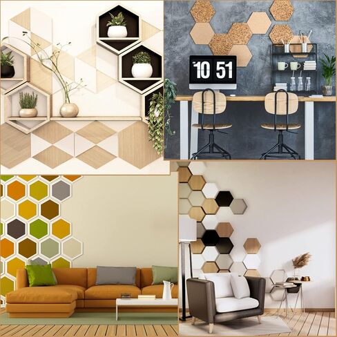 6 Pack Unfinished Wooden Hexagon Cutouts 12 x 10.2 Inch Wooden Hexagon Blanks Slices Natural Wood Hexagon Shape Plaque Board for DIY Crafts Painting Staining Coaster Home Honeycomb Decor in Saudi Arabia