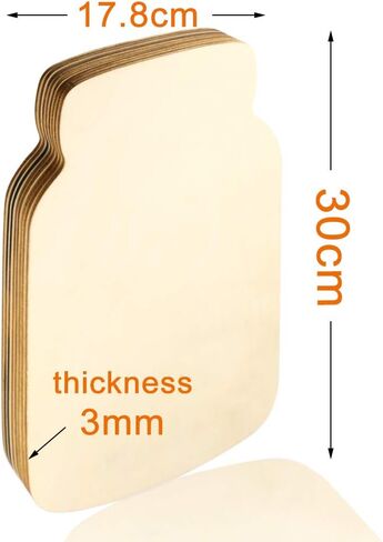 8 عبوات من قصاصات ميسون خشبية غير منتهية مقاس 30.48 سم من Newbested ، قطع خشبية طبيعية فارغة على شكل جرة ماسون للطلاء، الحرف اليدوية والديكورات المنزلية in Kuwait