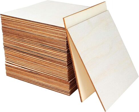 CertBuy 50 Pcs Unfinished Wood Pieces 6 x 6 Inch Square Blank Wood Natural Wooden Squares Cutouts for DIY Crafts, Painting, Staining, Carving, Coasters Making, Christmas, Home Decorations in Kuwait