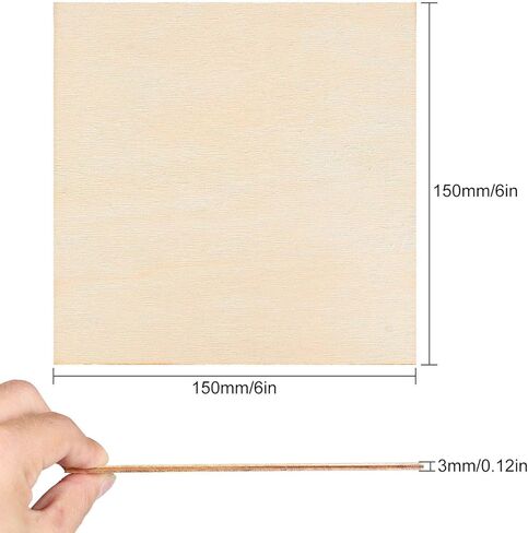 CertBuy 50 Pcs Unfinished Wood Pieces 6 x 6 Inch Square Blank Wood Natural Wooden Squares Cutouts for DIY Crafts, Painting, Staining, Carving, Coasters Making, Christmas, Home Decorations in Kuwait