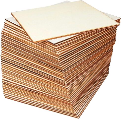 CertBuy 50 Pcs Unfinished Wood Pieces 6 x 6 Inch Square Blank Wood Natural Wooden Squares Cutouts for DIY Crafts, Painting, Staining, Carving, Coasters Making, Christmas, Home Decorations in Kuwait