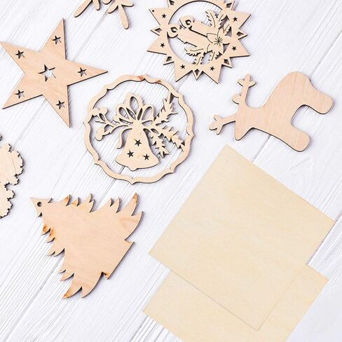 CertBuy 50 Pcs Unfinished Wood Pieces 6 x 6 Inch Square Blank Wood Natural Wooden Squares Cutouts for DIY Crafts, Painting, Staining, Carving, Coasters Making, Christmas, Home Decorations in Kuwait