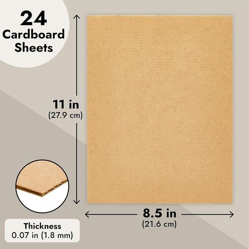 24 Sheets 8.5x11 Corrugated Cardboard Backing, Inserts for Dividers, Packing, Mailing, Crafts (Brown) in Saudi Arabia