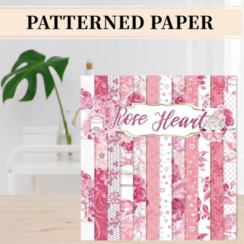 Whaline 24 Sheets Valentine Pattern Paper Watercolor Floral Scrapbook Specialty Paper Pink Rose Heart Double Sided Decorative Craft Paper for DIY Card Making Photo Album Decor, 11.8 x 11.8 Inch in Saudi Arabia