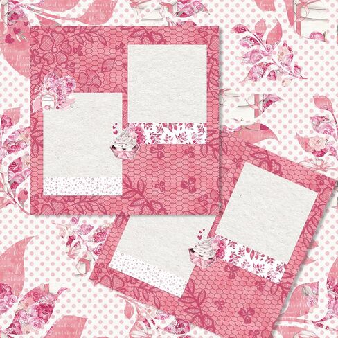 Whaline 24 Sheets Valentine Pattern Paper Watercolor Floral Scrapbook Specialty Paper Pink Rose Heart Double Sided Decorative Craft Paper for DIY Card Making Photo Album Decor, 11.8 x 11.8 Inch in Saudi Arabia