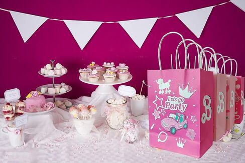 25 قطعة من حقائب الهدايا الوردية من Aoerfes، حقائب هدايا للأميرات، حقائب هدايا للحفلات باللون الوردي الساخن مع مقابض للفتيات، حقائب هدايا للحفلات ذات طابع الأميرات in Kuwait