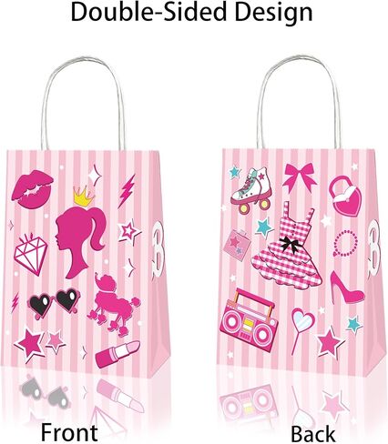 25 قطعة من حقائب الهدايا الوردية من Aoerfes، حقائب هدايا للأميرات، حقائب هدايا للحفلات باللون الوردي الساخن مع مقابض للفتيات، حقائب هدايا للحفلات ذات طابع الأميرات in Kuwait