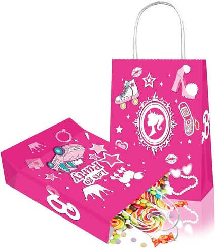 25 قطعة من حقائب الهدايا الوردية من Aoerfes، حقائب هدايا للأميرات، حقائب هدايا للحفلات باللون الوردي الساخن مع مقابض للفتيات، حقائب هدايا للحفلات ذات طابع الأميرات in Kuwait