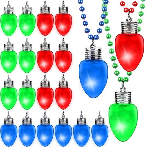 DAVAXI 6 Pcs Light Up Christmas Necklaces LED Christmas Necklace Xmas Glitter Light Bulbs Choker Necklace Christmas Bulb Necklace Light Party Favors Flashing Christmas Accessories Xmas Party Favors in Kuwait