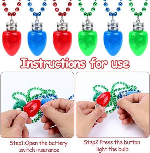 DAVAXI 6 Pcs Light Up Christmas Necklaces LED Christmas Necklace Xmas Glitter Light Bulbs Choker Necklace Christmas Bulb Necklace Light Party Favors Flashing Christmas Accessories Xmas Party Favors in Kuwait