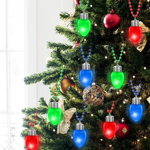 DAVAXI 6 Pcs Light Up Christmas Necklaces LED Christmas Necklace Xmas Glitter Light Bulbs Choker Necklace Christmas Bulb Necklace Light Party Favors Flashing Christmas Accessories Xmas Party Favors in Kuwait