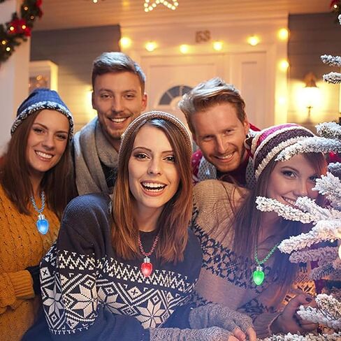 DAVAXI 6 Pcs Light Up Christmas Necklaces LED Christmas Necklace Xmas Glitter Light Bulbs Choker Necklace Christmas Bulb Necklace Light Party Favors Flashing Christmas Accessories Xmas Party Favors in Kuwait